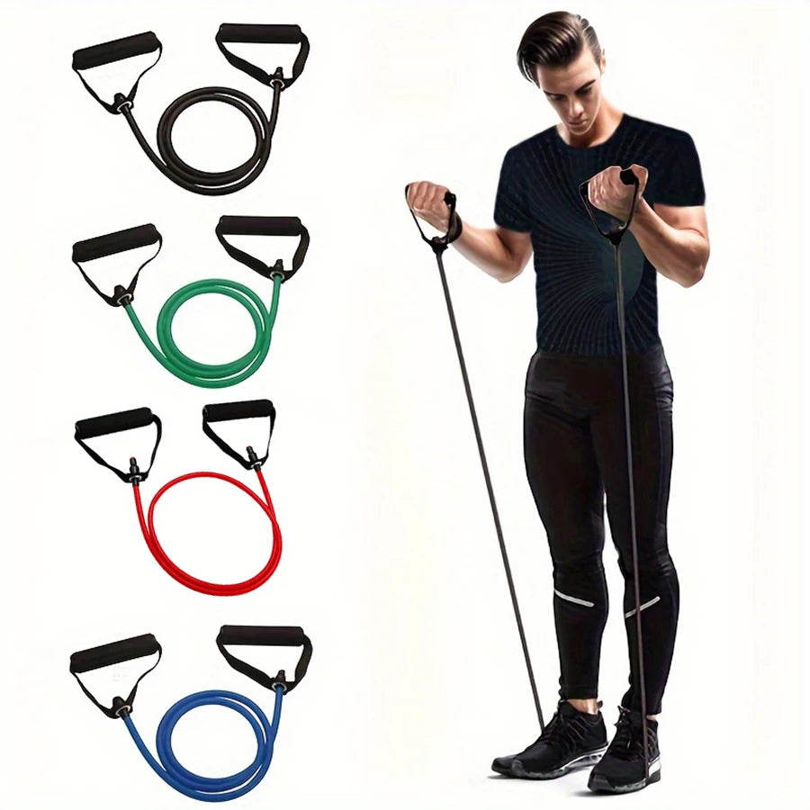1Pc 4-Level Resistance Bands with Handles for Home Workouts and Strength Training - Perfect for Yoga, Pilates,And Fitness Equipm
