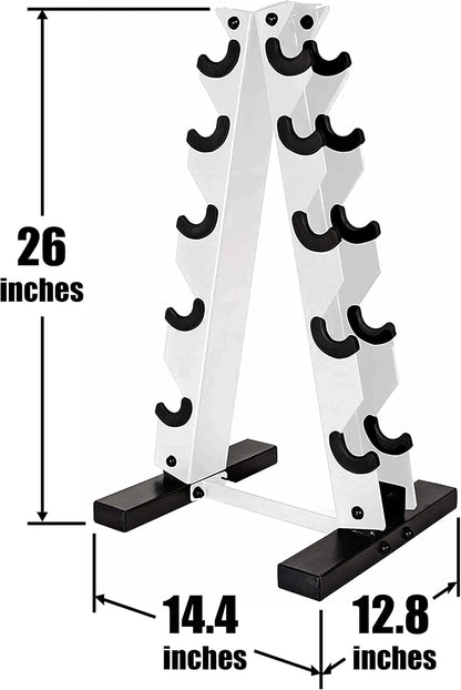 WF Athletic Supply 5-25Lb Rubber Coated Hex Dumbbell Set with a Frame Storage Rack Non-Slip Hex Shape for Muscle Toning, Strength Building & Weight Loss - Multiple Choices Available