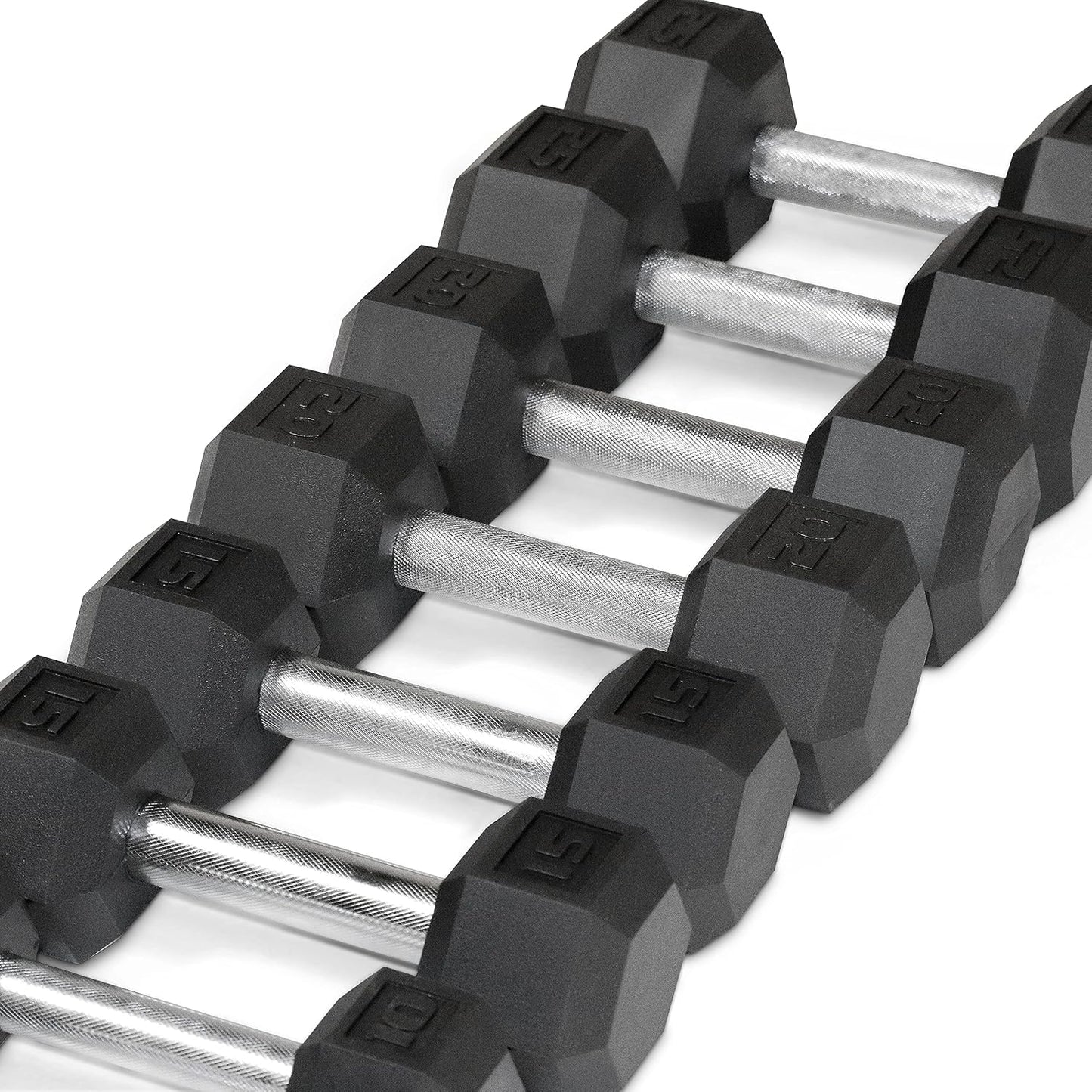 WF Athletic Supply 5-25Lb Rubber Coated Hex Dumbbell Set with a Frame Storage Rack Non-Slip Hex Shape for Muscle Toning, Strength Building & Weight Loss - Multiple Choices Available