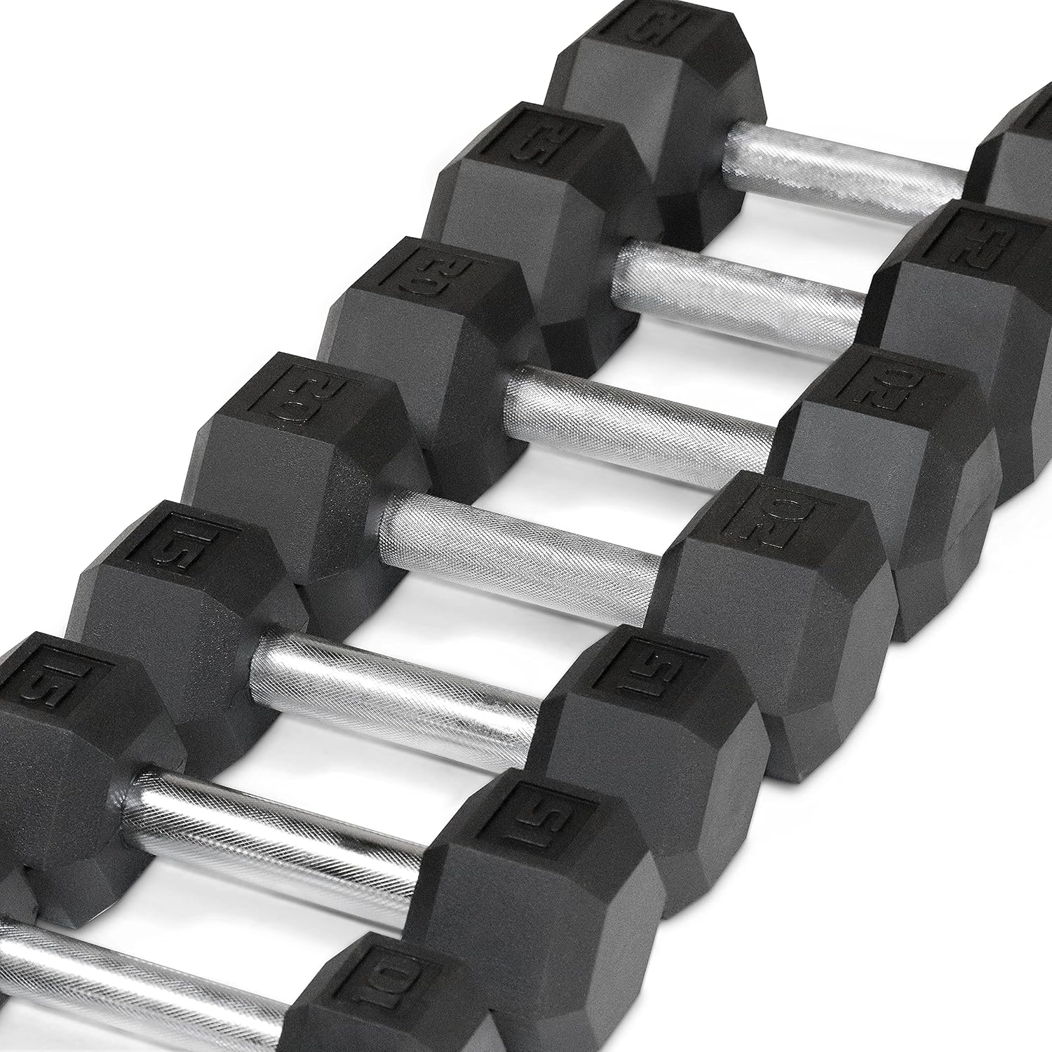 WF Athletic Supply 5-25Lb Rubber Coated Hex Dumbbell Set with a Frame Storage Rack Non-Slip Hex Shape for Muscle Toning, Strength Building & Weight Loss - Multiple Choices Available