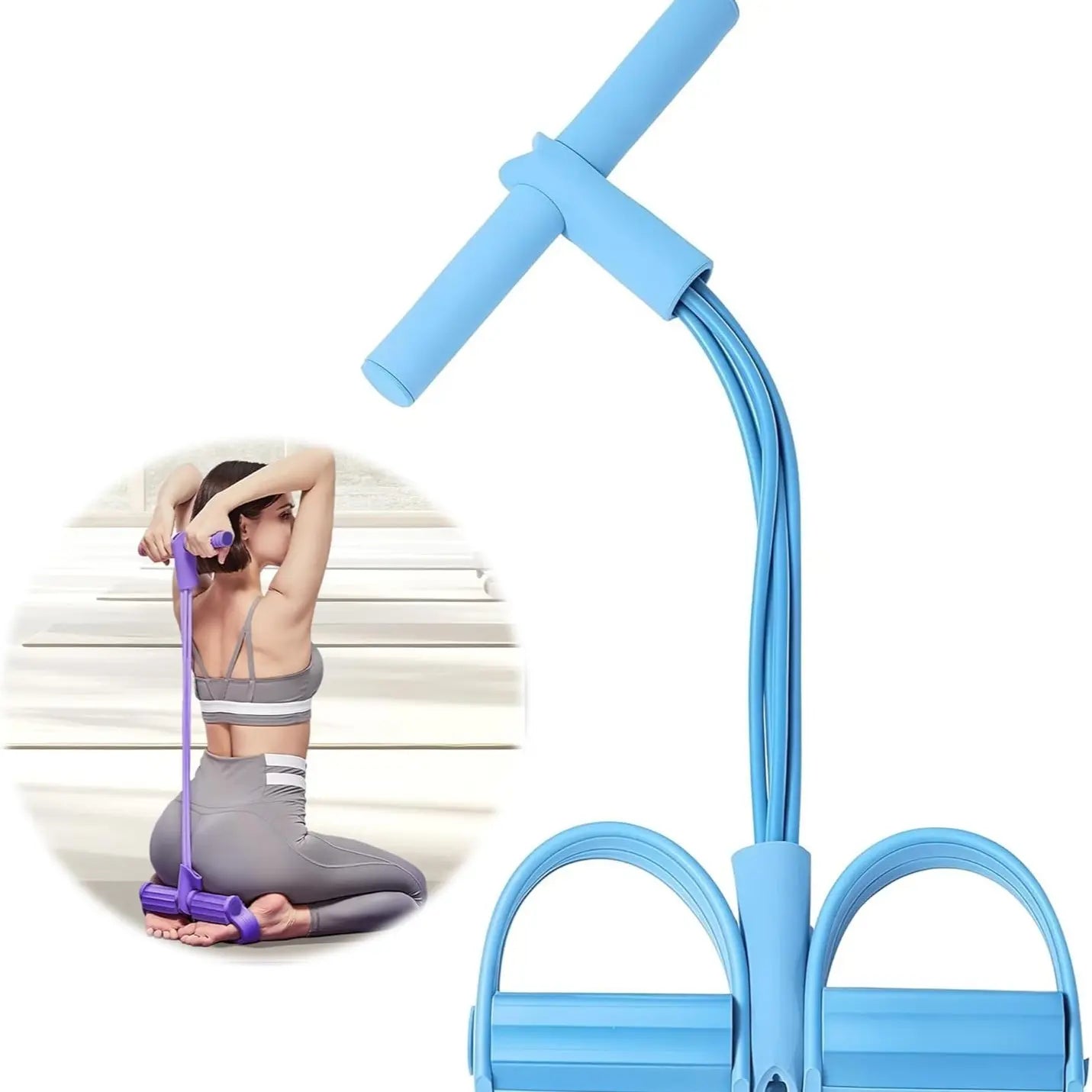 Fitness Resistance Bands Foot Ankle Puller Trainer, , Home Exercise Equipment for Strength & Body Shaping (No Yoga Mat Included)